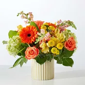 Autumn Sunshine Bouquet with Ivory Vase