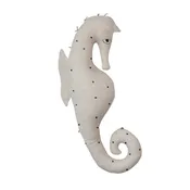 10-1/2"L x 6"W x 34"H Cotton & Linen Seahorse Shaped Pillow w/ Embroidery