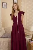 Burgundy Flutter Sleeve Midi Dress