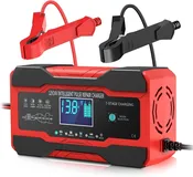 10 Amp Auto Battery Charger for 12V and 24V Cars, Motorcycles, Trucks, and Vans