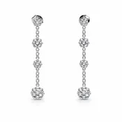 18 kt White Gold Dangle Floral Cluster Earrings