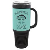 40 oz. Black with Laserable Leatherette Travel Mug Polar Camel