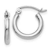 10K White Gold Classic Plain Hoop Earrings