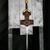 Ancient Hammer Guardian Wooden Plaque Sword – Viking-Inspired Wall Display