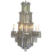 19th C. English Regency Waterfall Silver Plate &amp; Crystal Chandelier / Gasolier