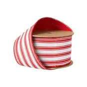 2 1/2" Wired Ribbon Red Ticking Stripe