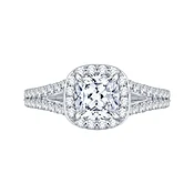 1.95 ctw. Cushion Cut Diamond with a 14K WG or YG Halo Split Shank Diamond Setting