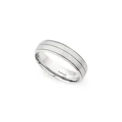 6mm Brushed Finish with Three Grooves Wedding Band