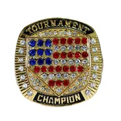 American Flag Home Plate Ring 11 Red-White-Blue/Gold