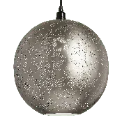 Globe Pendant Lamp - Silver with switch plug cord