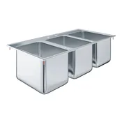 10″ X 14″ X 10″ Stainless Steel Three Compartment Drop in Sink