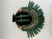 Green Tribal-Inspired Wooden Necklace & Earring Set
