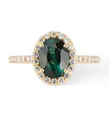 1.46ct Green Tourmaline & Diamond Halo Ring