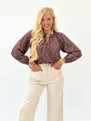 Current Air Long Sleeve Printed V-Neck Top