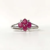 10K White Gold Quatre Petal Ruby Diamond Ring