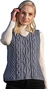 Aran Woollen Mills Women's Sweater Vests Top 100% Merino Wool Sleeveless V-Neck Knitted Tank Top