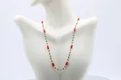 22K Gold Black Diamond Coral Ruby Necklace - Elegant Design