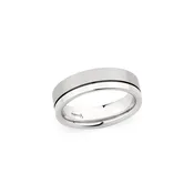 6.5mm Brushed and Polished Finish with Off-Center Groove Wedding Band