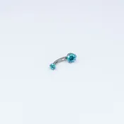 2 Gem Navel Curve - 12g - Mint CZ - 3/8" - 6mm, 4mm - Titanium - Navel - Industrial Strength — MODERN RITUAL
