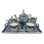 10 Pc. Reproduction Transferware Tea Set with Tray