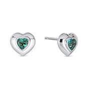 0.25ct Sea Green Tourmaline Heart Stud Earrings