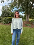 Brenna Cardigan - Sage/Blue