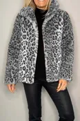 Alessia Full Size Leopard Furry Collared Neck Long Sleeve Coat | 5 Colors