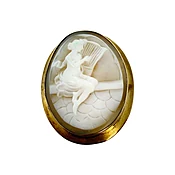 10K Gold Oval Cameo Pin