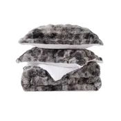 3 Piece Plush Reversible Faux Rabbit Fur Comforter Set
