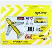 Daron Spirit Airlines Airport Playset-Includes Spirit Model Airplane, and a variety of vehicles and signs. RT3871
