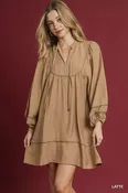 Boho Peasant Mini Dress with Trim Detail
