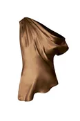 Asymmetric Draped Shoulder Top - Walnut