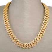 10k Gold Diamond Prong Set Cuban Link Chain
