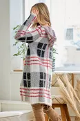 Alison Plaid Eyelash Knit Cardigan
