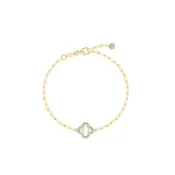 0.45 CTW Gold Mother of Pearl Paperclip Bracelet