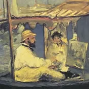 ARTG-1008 CLAUDE MONET PAINTING IN HIS STUDIO BOAT by Edouard Manet. ITALY