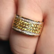 14ct yellow sapphire and diamond cluster ring