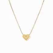Adjustable Pull Chain Necklace with Puffy Heart - Gold