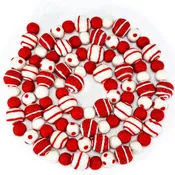8 Feet Long Spiral & Polka Dot Christmas Ball Garland Red and White