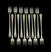 12pc International Silver 1915 Westminster Monograms Sterling Cocktail Forks L3X