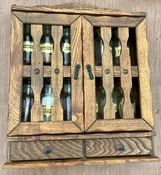 Vintage wood spice shelf  rack cabinet chest &  Bottles with Drawers & Doors