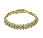 10k yellow Gold CUBAN Link Bracelet with Diamonds
