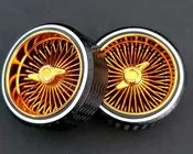 1/18 SUPER SPOKES  LOWRIDER SPOKED ZENITH Style 2 Prong K/O Rim & LOW PRO WW Tire Set GOLD