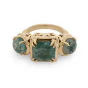 Astarte Ring - Yellow Gold & Moss Agate