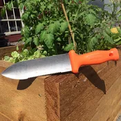 Hori Hori Type Soil Knife with Orange High Visibility Handle Weed Digging Tool