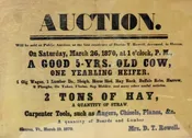 Auction Advertising for Residence of Darius T Rowell, Sharon, Vermont - Circa 1870 — Sir Richards Antiques & Fine Art Center ~ Est. 1971