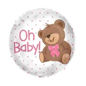 Baby Girl Pink Bow Bear Mylar