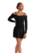 Adagio Mesh High-Low Pull-On Skirt (Black)