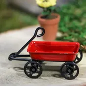 1-5/8" Dollhouse Red Metal Miniature Wagon