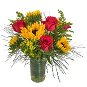 Sunflower and Rose Arrangement